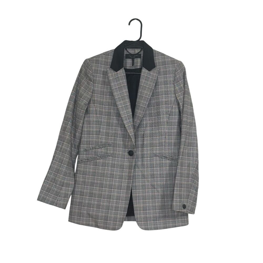 Rag & Bone Women's Plaid Blazer Gray Size 2 Business Suit Jacket